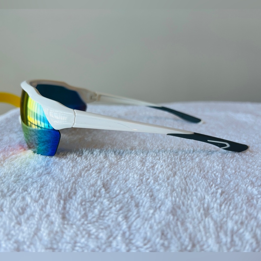 Men’s / Unisex Sunglasses - Two Pair - Green Wayfarer & White Rainbow Shield - Picture 4 of 10